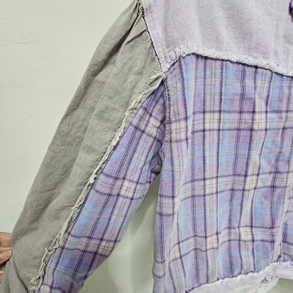 POL Becca Lavender and Gray Patchwork Flannel Jacket. size small - Picture 7 of 7